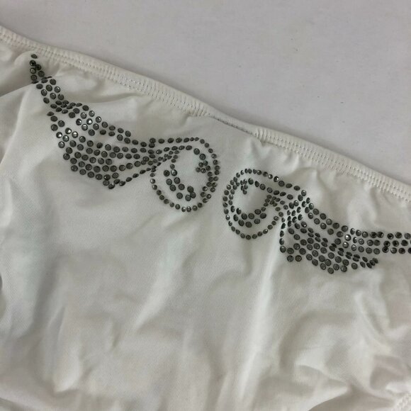 Sinful by Affliction Bikini Bottom Chain Rhinestones Heart Wings White Size M/L - Picture 3 of 4